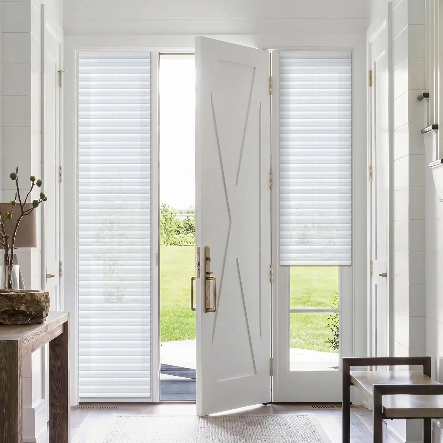 Panels  x  Inch Adhesive Blackout idelight Curtains Temporary Blinds for French Door idelight No Drill Blackout Curtains No Tools Cut to ize Fabric Privacy Blinds for French Doors