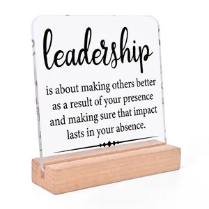 Letter Pattern Funny Office Home Decor Desk Acrylic Decorative Plaque with Wood Stand, 1 Piece Acrylic Desktop Decoration Sign, Gifts for Leader Boss Mentor Sign