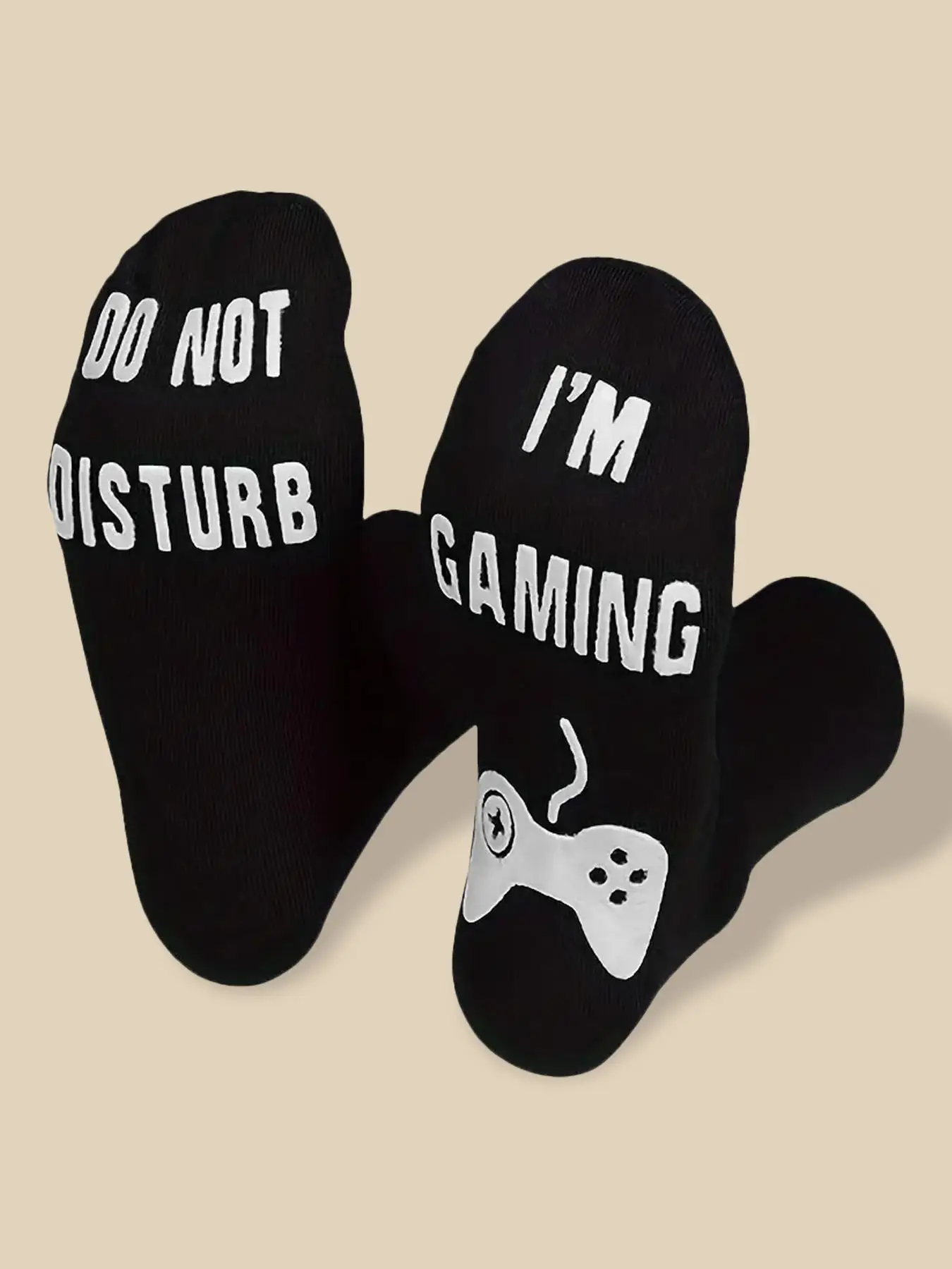 Men's 1 Pair Letter & Gamepad Print Glow in The Dark Crew Socks, Casual Comfy Breathable Anti-slip Socks for Daily Wear, Men's Socks for Spring & Fall