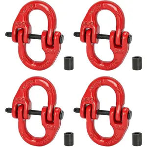 G80 1/2" Safety Chain Connector Link, 4 Pack Heavy Duty Hammerlock Coupling Link, Tow Hitch, Tow Chain Connector for Towing, Lifting, Trucks & Trailers