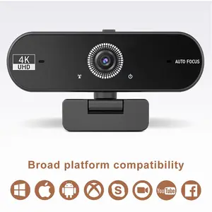 4K Network Camera, Auto Focus Live Streaming, Noise Cancelling Microphone, Privacy Cover, USB Plug & Play, Ideal for Zoom Meetings, Gaming, Livestreaming, Autofocus Streaming Camera