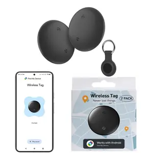 Key Tracker for Android Key Finder/Luggage Tracker/Item Locator/GPS Tracker Compatible with Android Find My Device App, Anti Lost Wireless Smart Tracking Tag for Keys, bike, Backpack, Wallet, 2 Pack (AirTag Size Design)