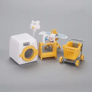 Mini Kitchen Set, 8pcs Miniature Dollhouse Furniture, DIY Building Kit, Mini Bathroom Scene, Home Washing Machine Decorations