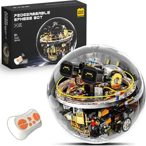 Transparent Spherical Robot Building Block Set,Stem Toys for Ages 8-13,Programmable Remote-Controlled Powered,LED Expression Display and Cyberpunk Lighting,Holiday and Birthday Gifts