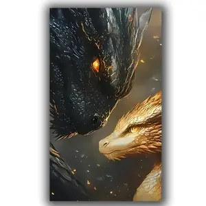 Large Size 5D Diamond Painting Kits for Adults, Golden Dragons Diamond Art Kit, DIY Full Drill Diamond Dot Gem Painting