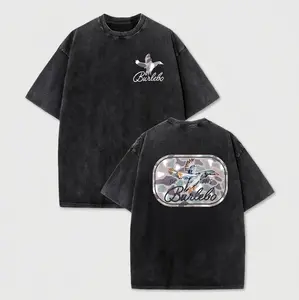 Burleb Camo Duck Est 2015 Hunting Wash Cotton Vintage-Acid Washed Vintage Oversized T-Shirt, Camo Mallard Duck Hunting Double Sided Graphic Top, Retro Waterfowl Outdoor Casual Tee For Duck Hunters loose fit summer casual shirt christian tshirt funny