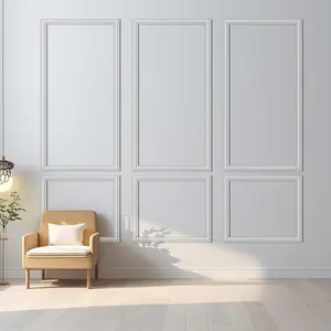 Pre-Cut Wall Molding Kit, Ready to Assemble Wainscoting Accent Panels for Interior Wall Decor Living Room Bedroom - Installed with Glue, 3 Top 3 Bottom