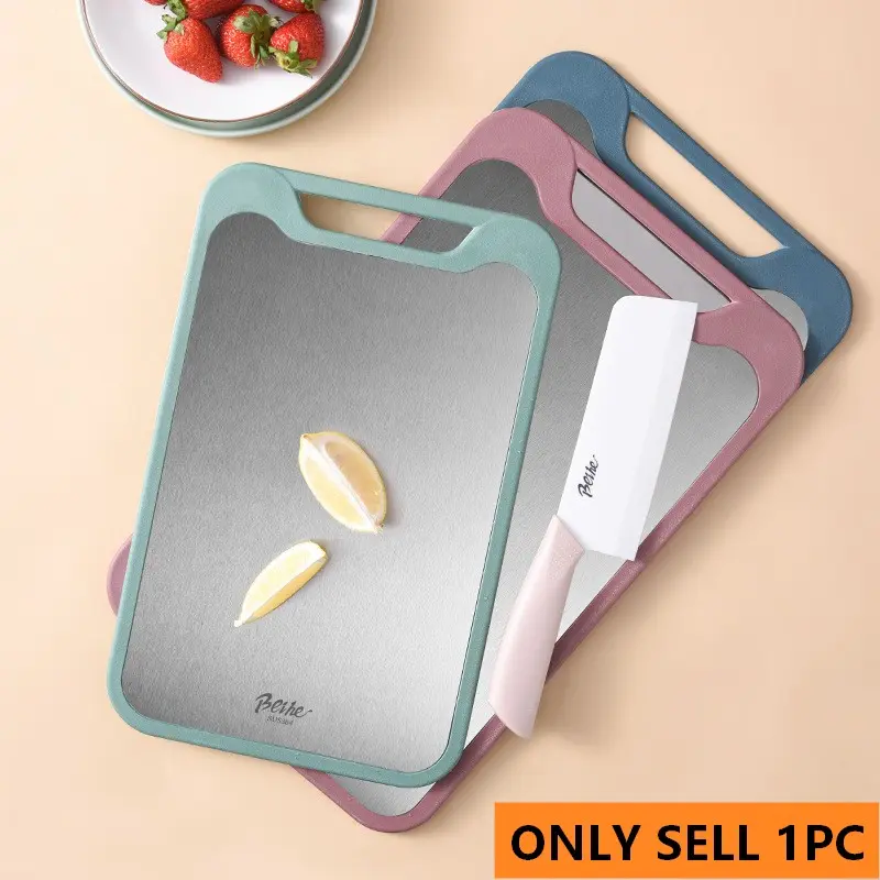 Food-Grade Stainless Steel Rectangular Cutting Board | Kitchen Chopping Board | Non-Slip + Sharpening Slot | Kitchen Essential | Cutting Boards for Kitchen | 🎯