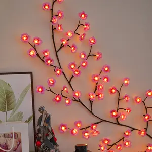 96-Light Cherry Blossom LED Chandelier USB-Powered DIY Holiday Vine Light For Living Room & Bedroom Wall Decor IP44 Waterproof Indoor & Outdoor LED Vine Lights Perfect for Autumn & Winter Decor indoor room decor Valentine's Day Romantic Fairy Lights