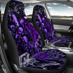 Skull Pattern Car Seat Cover, Durable Polyester Car Seat Protector, Universal Car Interior Accessories for Front & Rear Seats, Automotive Seat Covers