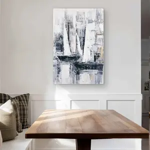 Begin Home Decor C1MP2436XNXTIW 24 x 36 in. Industrial Style Sailboats Metal Print Wall Art - Contemporary Bathroom