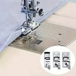 Edge-sealing presser foot kit, a presser foot assembly used for sewing edge-sealing presser feet.