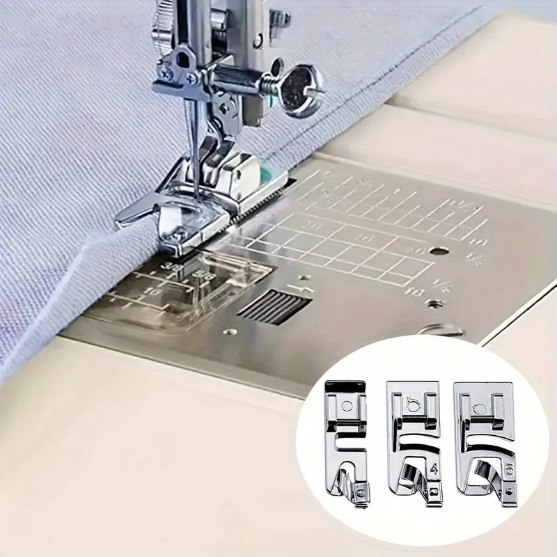 Edge-sealing presser foot kit, a presser foot assembly used for sewing edge-sealing presser feet.