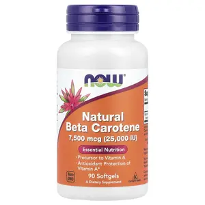 NOW Foods Natural Beta Carotene, 7,500 mcg (25,000 IU), 90 Softgels