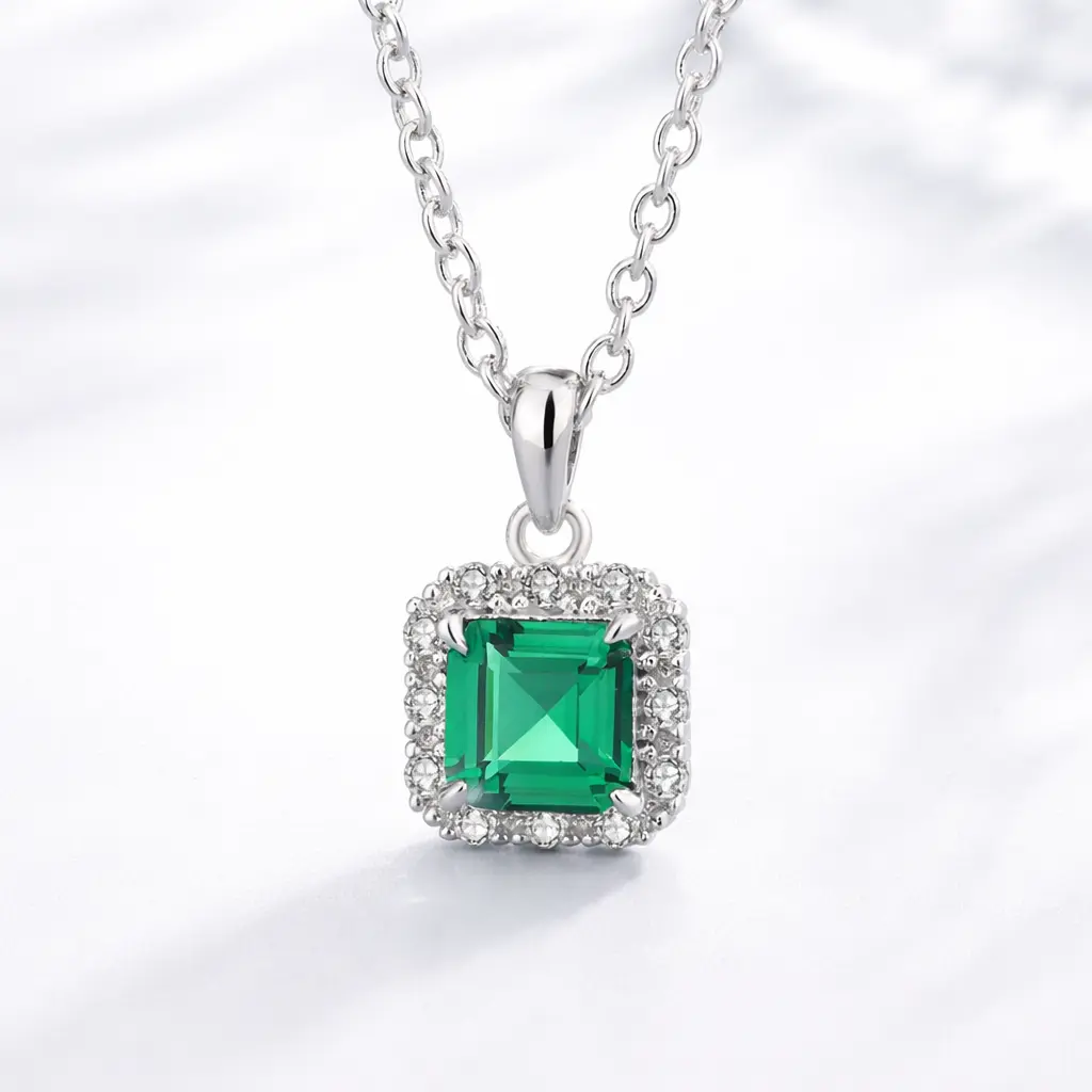Pamela Green Emerald Moissanite Necklace S925 1.25 CT - Asscher Cut - Lore Jewelry