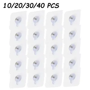 10/20/30/40 PCS Modern Style Wall-Mounted Hooks Set, Easy Installation, Strong Adhesive, No Drilling Required, Waterproof Plastic Hooks for Kitchen & Bathroom, Bathroom Organizing Accessories