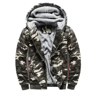 Autumn Winter New Men's Fleece Lined Hooded Jacket Coat, Camouflage Trendy Men's Slim Fit Overcoat Fleece Lined Thick Warm Autumn Winter Jacket Menswear Stylish winter outfits men winter outfits men puffer jacket men heated jacket
