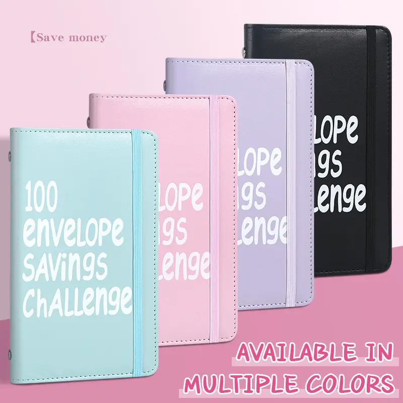A6 Loose-Leaf Budget Binder - 100 Envelope Challenge Kit with Cash Envelopes, Savings Tracker Card, Pen, Easy and Fun Way to Save $5,050,Cultivating Savings Awareness for Teenagers & Children