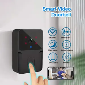 Wireless Video Doorbell Camera, 2.4G WiFi Video Doorbell Camera with Night-Vision Function, Rechargeable Mini Camera with Built in 800mAh Battery for Home