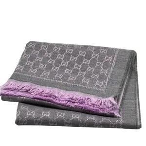 Pre-owned GUCCI GG Wool Bag Accessories GUCCI GUCCI Graphite GG. Jacquard Knitted Scarf GG