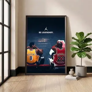 [Sale up to 50%] Mamba Mentality Motivational Poster, Be Legendary Kobe Bryant Michael Jordan Print, Basketball Wall Art, Home Gym Decor, Sports Office Gift