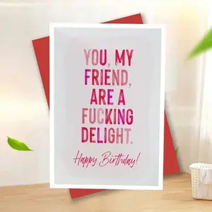 Funny Birthday Card for Best Friend, Humorous Cute Greeting Card, Fun Party Cards, Standard Size Paper Card with Envelope, Perfect for Birthdays