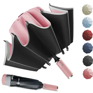 Zeproage UPF 50+ UV Protection Inverted Umbrella, Windproof, Automatic Open & Close, Folding Canopy with Reflective Stripe, Durable 10 Ribs, Portable for Travel, for Rain and Sun