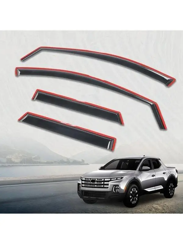 MOTOR GPLUS Side Window Visors Set of 4 - Reinforced Full Size Seamless Sun Rain Deflectors with Sticky Tape for 2022-2026 Hyundai Santa Cruz, Sun Shield, Ventilation for Passenger+Driver, Side Window Visor, Rain Guards
