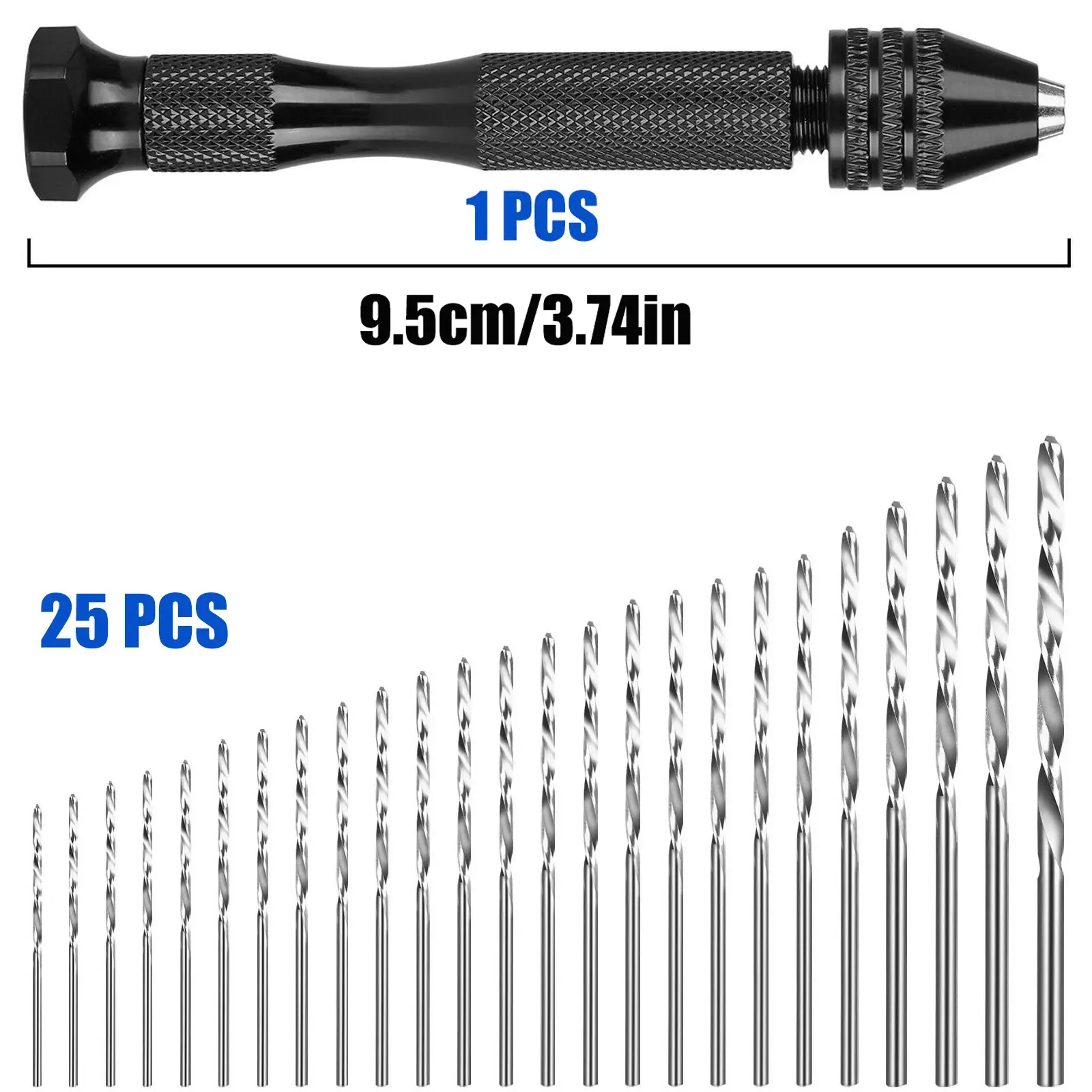 Precision Hand Drill Set with 25pcs HSS Twist Drill Bits - 0.5-3.0mm Micro Bits for Jewelry, Wood, Resin & Model Making - Portable Alloy Pin Vise
