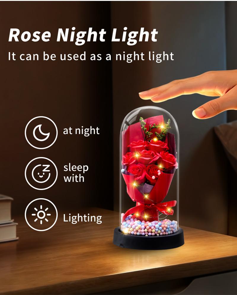 Birthday Rose gifts for Her,Women's history month Flowers gifts for Mom Women Girlfriend,Mother's day gifts for Women,Valentines gifts for wife,Colorful Light Up Rose in A Glass Dome,Anniversary Christmas roses gift for wife daughter