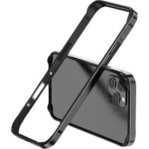 Aluminum Metal Hard Case Cover for iPhone 16 Plus Black - Slim Profile 2.0mm Thick Protective Bumper with Matte Texture Grip