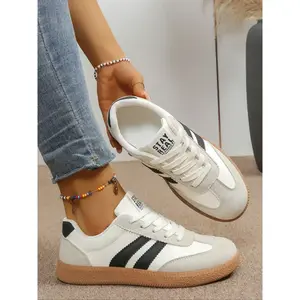 Women's Spring Autumn New Style PU Textile Sneakers, Retro Fashion Breathable Comfort Casual Shoes, Thick Sole Anti-Slip Lightweight, Breathable Sports Sneakers(Sheets)（sneakers）