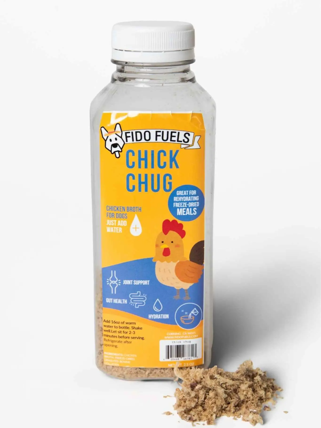 FIDO FUELS - Chick Chug Freeze Dried Bone Broth - Chicken-Based Nourishing Drink for Dogs  - USA Raised & Processed - Joint Support & Digestion Aid
