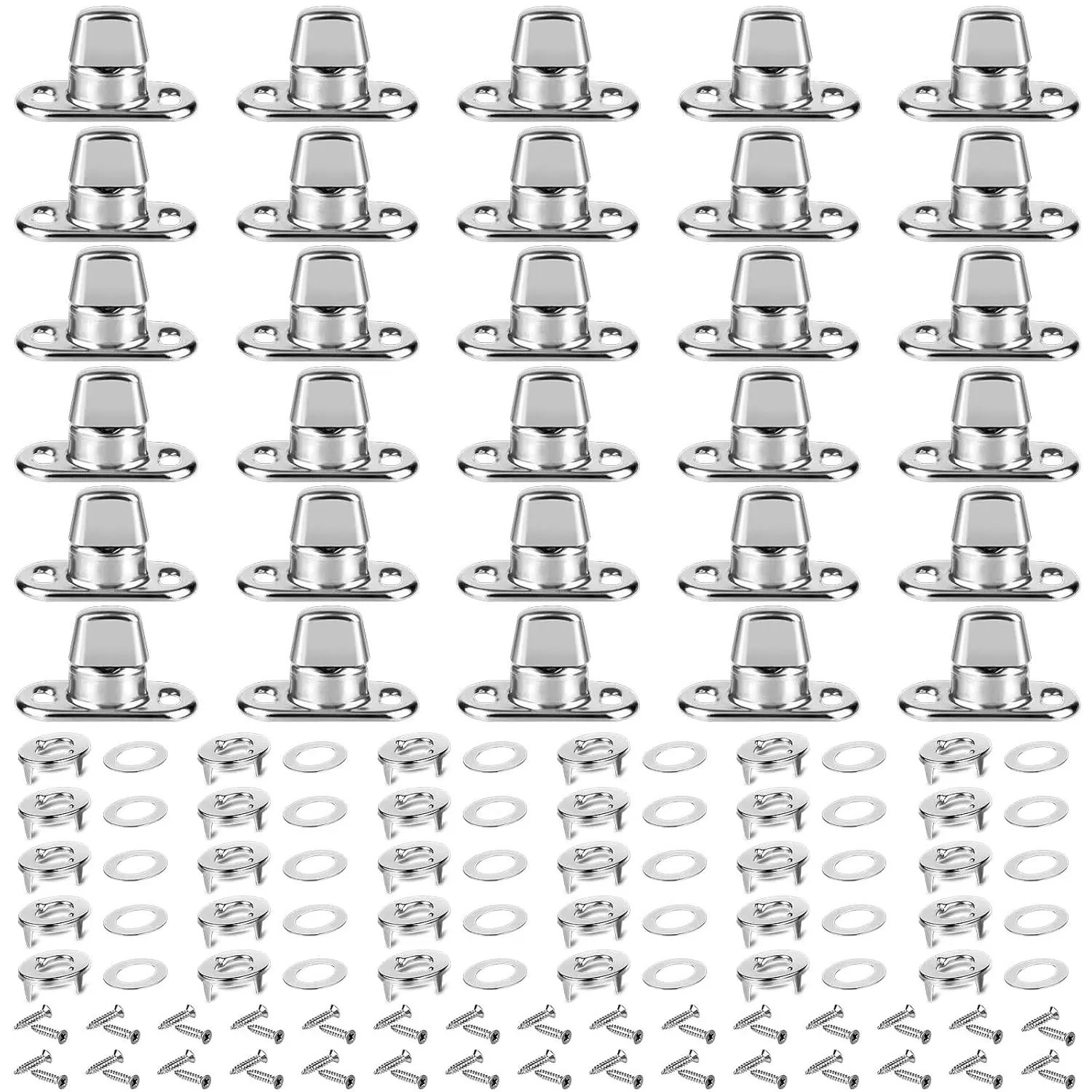 30 count Set Grade Twist Lock Fasteners Turn Button Eyelet and Stud, Mounting Screws for Canvas Marine Fastener Turn Buttons