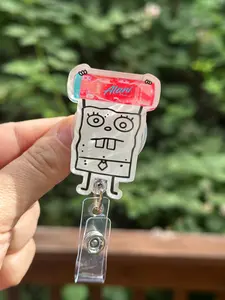 Doodle Bob Pink Slush Energy Drink -Nurse badge reel, RN, MD, medical, healthcare work accessory