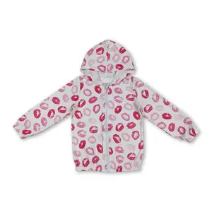 C Kids Girl Valentines Day Clothes Pink Heart Jacket Zipper Coat Winter Clothes GT1420