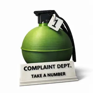 Complaint Dept Grenade Desk Sign Take a Number Unique Office Accessory for Efficient Customer Inquiry Management