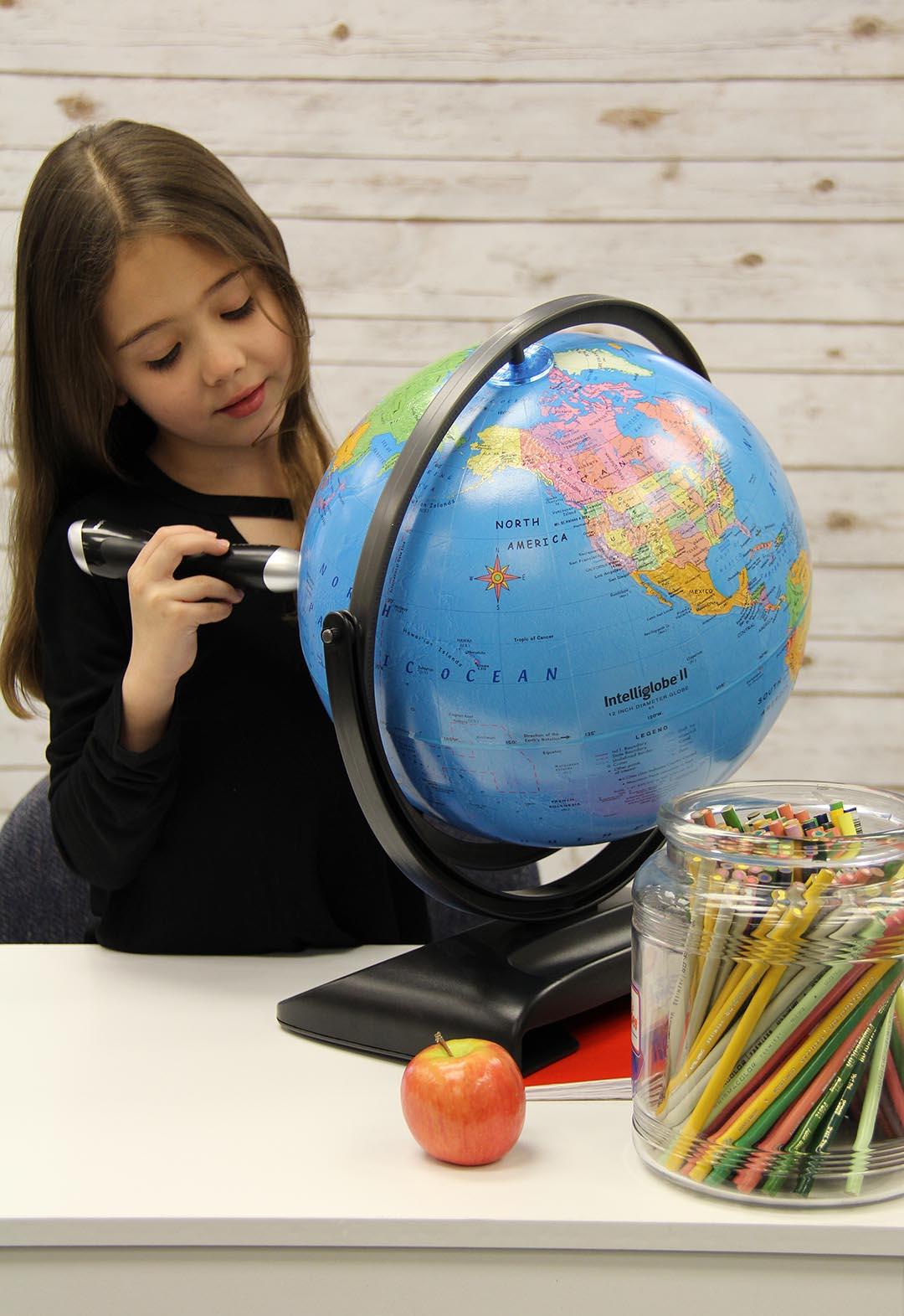 Replogle Made in USA Intelliglobe II 12″ Interactive Talking Globe for Kids | STEM Educational Fun Facts, Games & Learning Toy with Wireless Intelligent pen Replogle Made in USA Intelliglobe II 12″ Interactive Talking Globe for Kids | STEM Educational Fun Facts, Games & Learning Toy with Wireless Intelligent pen