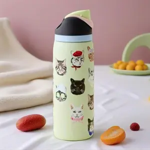 UO Exclusive Cat Collage FreeSip 32oz Insulated Water Bottle Stainless Steel Leak Proof with Built-in Straw