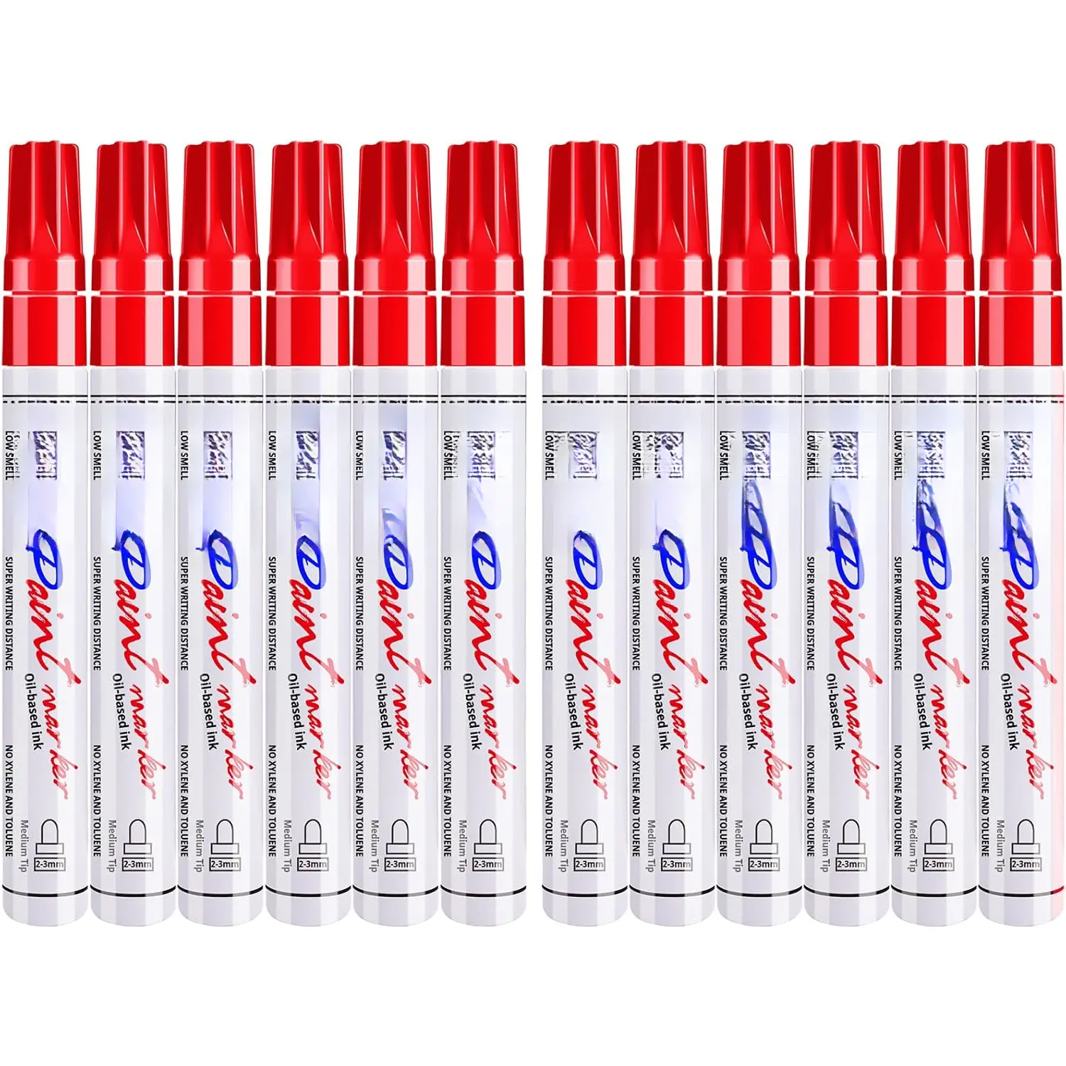 Pens  Markers Red - 12 Pack Permanent Markers Oil Based for Metal , Pens for Metal,  Tyre,Plastic, Ceramic, Plastic, Canvas, Rock Painting, Glass, Craft Supplies