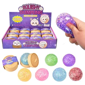 3 Pcs Glitter Stress Relief Dumpling Squishy with Box,Soft Colorful Sensory Squeeze Toys for Kids and Adults,Mystery Glitter dumplings ball unboxing superise for family and party,Decompression Dough,rui rui squishy