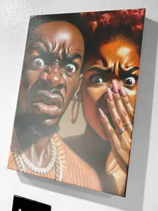 Stankface Couple #1. Black Bathroom Art Print.