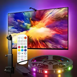 RGBIC LED TV Backlight Strip, 4-5M Screen Sync Ambient Light with Sensor and 24-Key Remote Control, Color Changing LED Animation Light for 32-85 Inch TV Gaming Monitor PC Setup, Cyberpunk Room Decor for Gaming Keyboard Mouse Decor