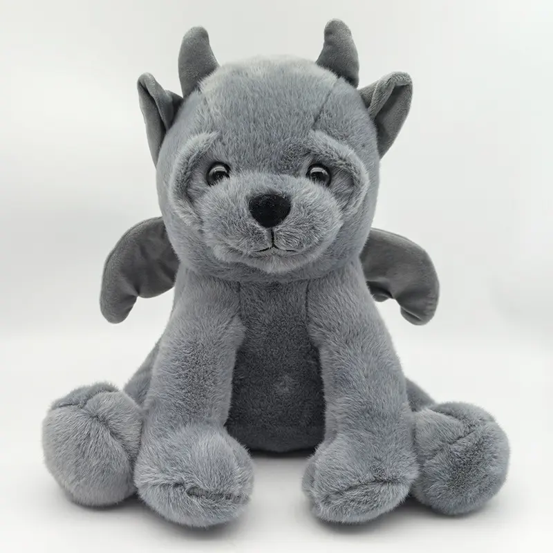 Gothic Gargoyle Plush Toy Soft Gray Winged Demon Teddy Bear Halloween Stuffed Animal Spooky Gift
