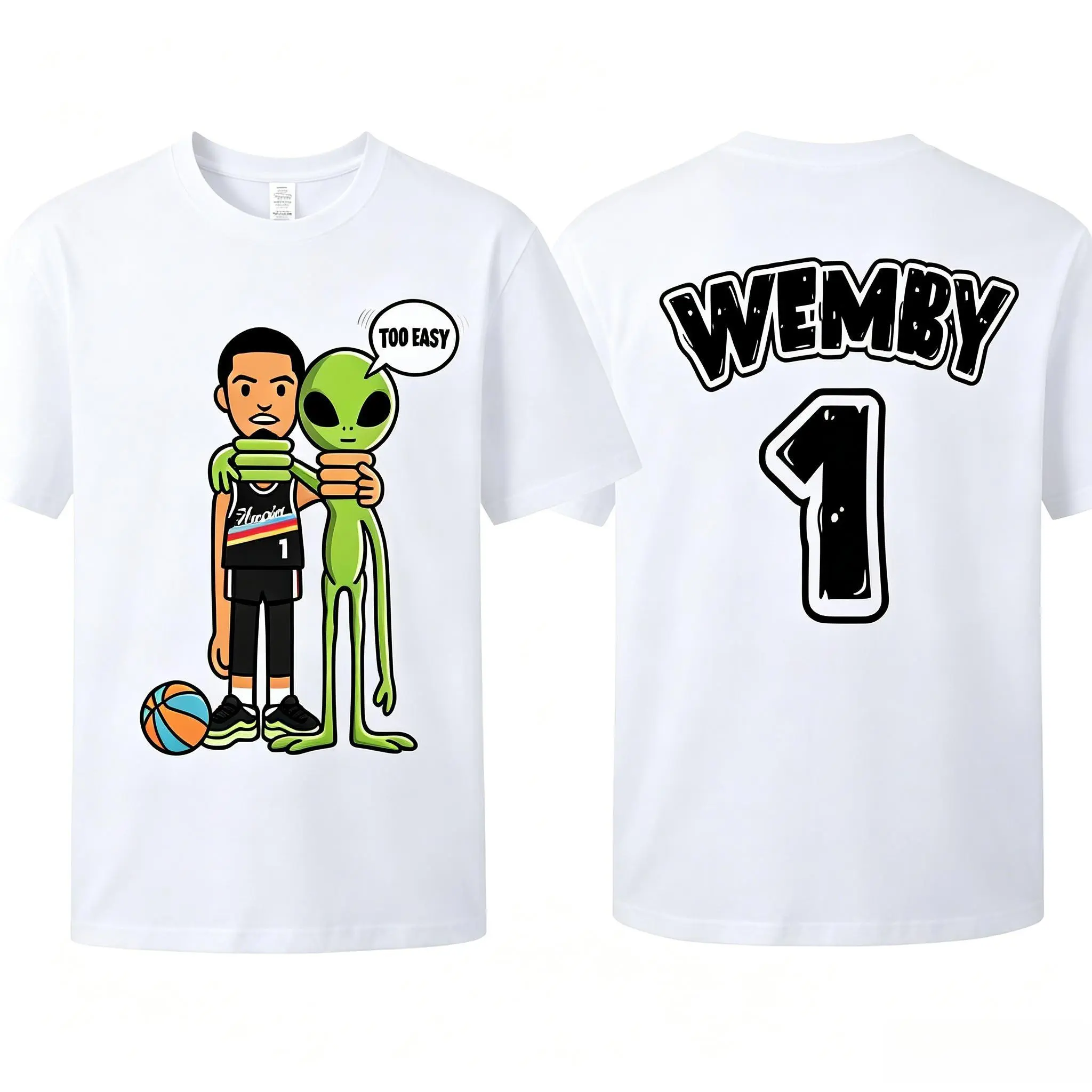 Victor Wembanyama # 1 T-shirt Retro logo T-shirt Suitable For Game Day Street Wear Victory Playoff Fan T-shirt For Men For Women Cotton Graphic Tees