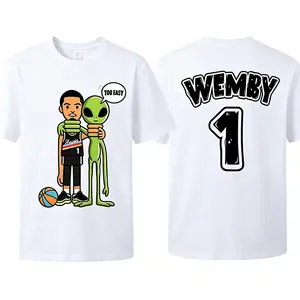 Victor Wembanyama # 1 T-shirt Retro logo T-shirt Suitable For Game Day Street Wear Victory Playoff Fan T-shirt For Men For Women Cotton Graphic Tees