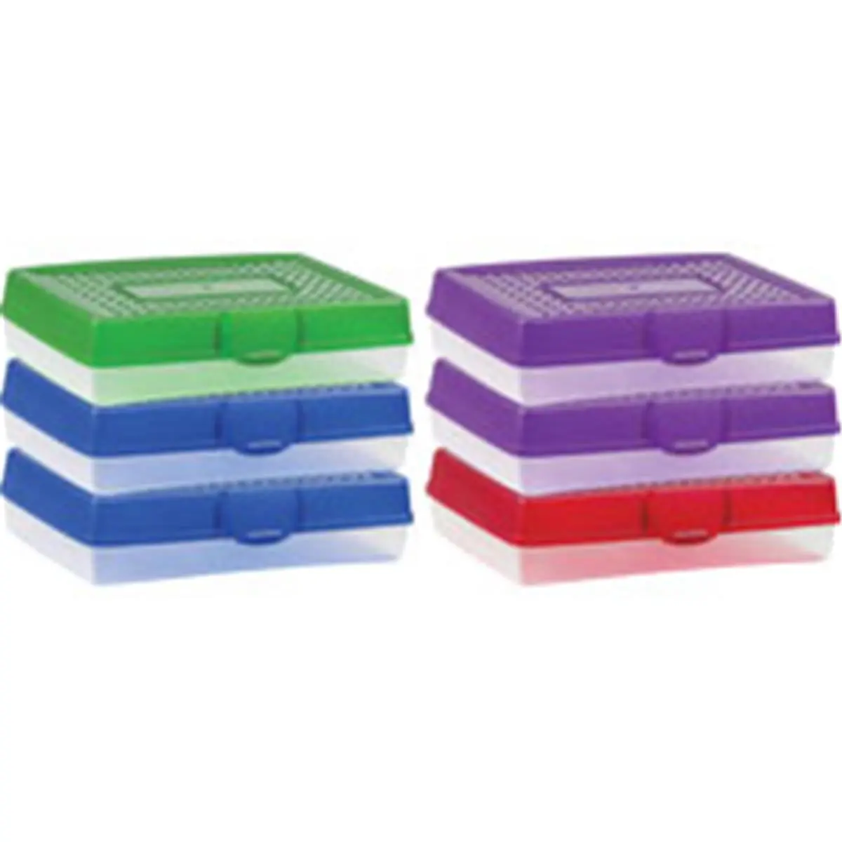 Storex Industries Large Translucent Plastic Snap-Latch Pencil Box - Durable, Lightweight, Impact-Resistant, Assorted Bright Colors Office Writing Supply, School Supplies