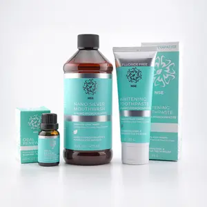 Essential Smile System - Natural Smile Essentials Lineup with Nano Silver Mouthwash Whitening Toothpaste & Oral Renew Drops Alcohol-Free Fluoride-Free Formula for Stronger Enamel Healthier Gums Fresher Breath