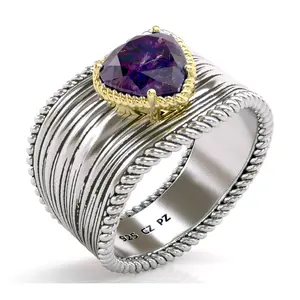 Diamonique Two-Tone 2.10 cttw Heart  Ring, Sterling Silver