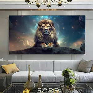 1pcs Framed Canvas Painting - Modern Lion Logo Meditation Canvas Painting Art Room, Modern Canvas Poster, Bedroom and Living Room Decor, Suitable for Living Room, Bedroom, Office, Gift, Ready to Hang
